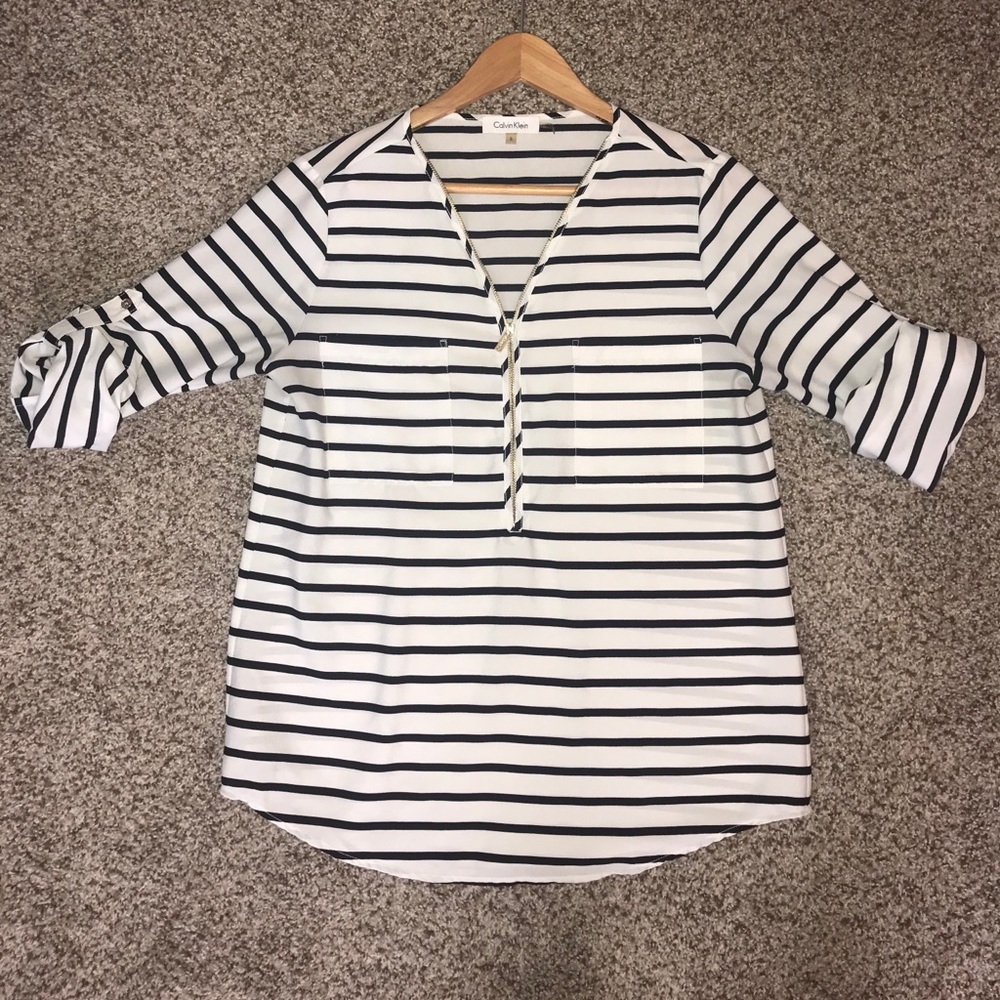 Calvin Klein zip front blouse